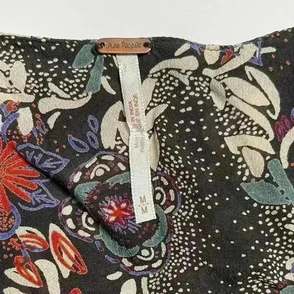 Free People Stealing Fire Printed Mini Dress Boho Bohemian Tassel Medium - Picture 4 of 10